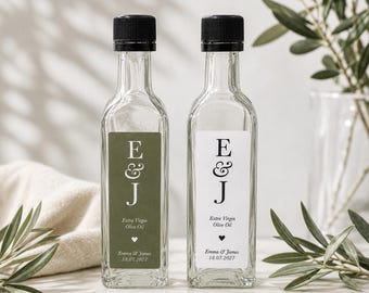 Personalised 60ml Olive Oil Bottles, Custom Labels, Mediterranean Wedding Favours