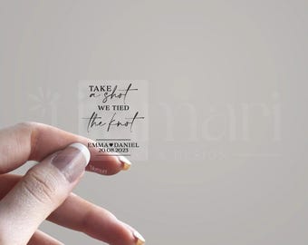 Take A Shot We Tied The Knot Stickers • Wedding Favour Stickers • Bottle Labels • Personalised Favour Stickers