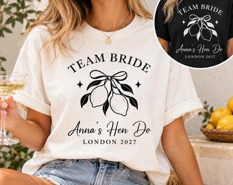 Personalised Team Bride Hen Party T-Shirt, Custom Bridal Party Tee (100% Cotton)