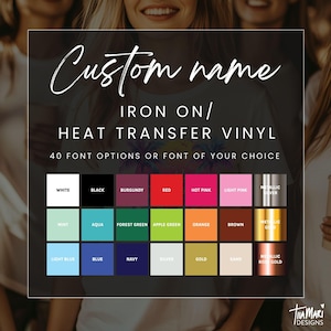 Custom Name Iron On Vinyl Decal HTV | Heat Transfer Vinyl for Tshirts | Different Name On Each Vinyl | Perfect for Wedding DIY Placecard