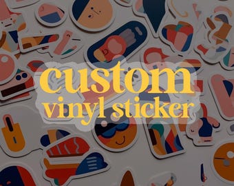 DIE CUT Custom Design or Custom Logo CLEAR Vinyl Sticker, Personalised Labels