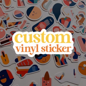 Adesivo in vinile con design personalizzato o logo personalizzato DIE CUT, etichette personalizzate