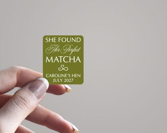 She Found Her Perfect Matcha Stickers, Hen Party Shot Bottle Labels, Bridal Shower Favour Stickers, Matcha Hen Party Decor