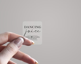 Dancing Juice Stickers for Wedding Favours Wedding Favor Favour Stickers Bottle Labels Personalised Favour Stickers Shot Bottle Labels