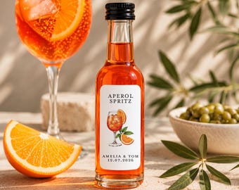 Personalised Aperol Spritz Bottle Labels, Wedding Favour Stickers, Custom Cocktail Labels, Mini Bottle Stickers, Party Favours