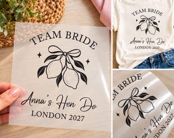 Personalised Team Bride Iron-On Transfer, Custom Hen Party HTV, DIY T-Shirt Transfer, Bride Squad Heat Transfer
