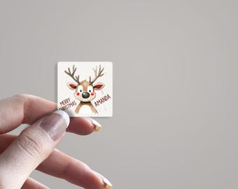 Personalised Christmas Gift Stickers | Custom Name Labels | Holiday Gift Tags | Kids Name Stickers | Reindeer Sticker | Holiday Name Tags