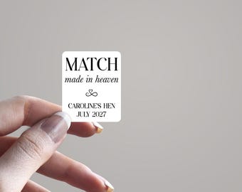 Match Made in Heaven Stickers, Wedding Shot Bottle Labels, Hen Party Favour Stickers, Bridal Shower Party Favour Labels