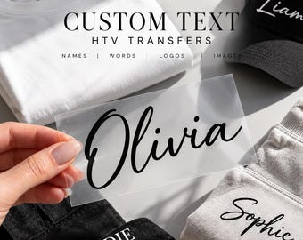 Custom Name Iron On Vinyl | Personalised Heat Transfer Decal | Individual HTV Lettering for Clothing, Bags & Fabric