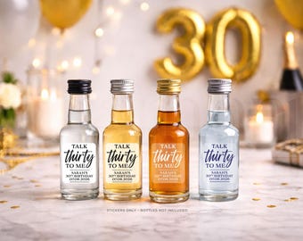Pegatinas "Háblame treinta" para recuerdos de fiesta, pegatinas para fiestas de cumpleaños, etiquetas para botellas, pegatinas personalizadas para chupitos, pegatinas para chupitos de 30 cumpleaños