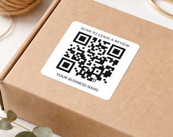 QR Code Review Sticker for Business | Custom Business QR Code Label | Scan to Reorder or Leave a Review | Small Business Packaging Sticker
