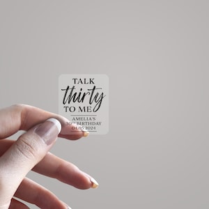 Talk Thirty To Me Stickers for Party Favours Birthday Party Stickers Bottle Labels Personalised Shot Favour Stickers 30th Shot Sticker