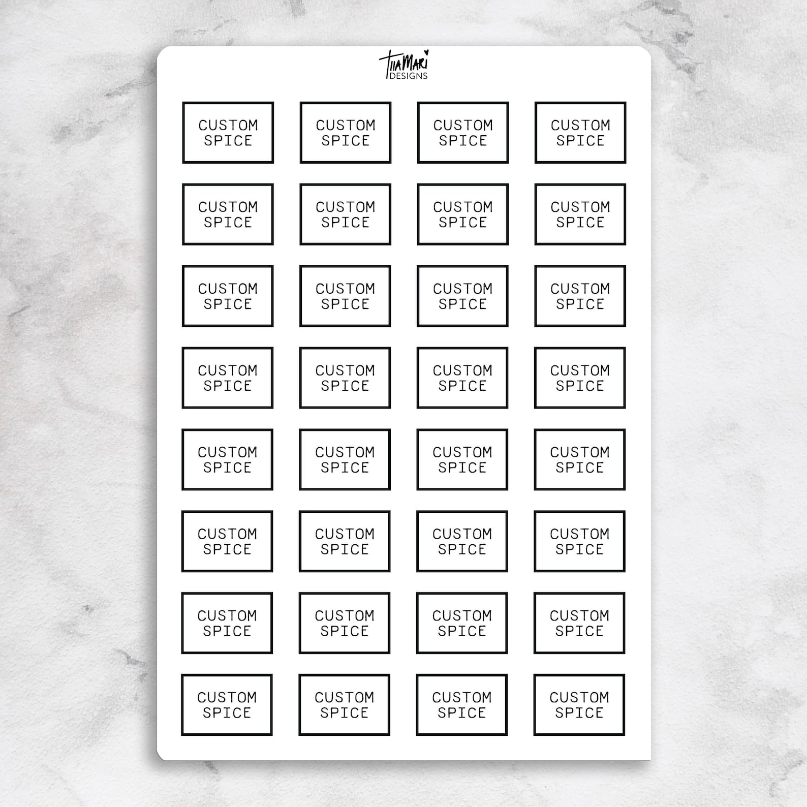 CUSTOM Spice Jar Labels Foil Clear or White Sticker Sheet | Etsy