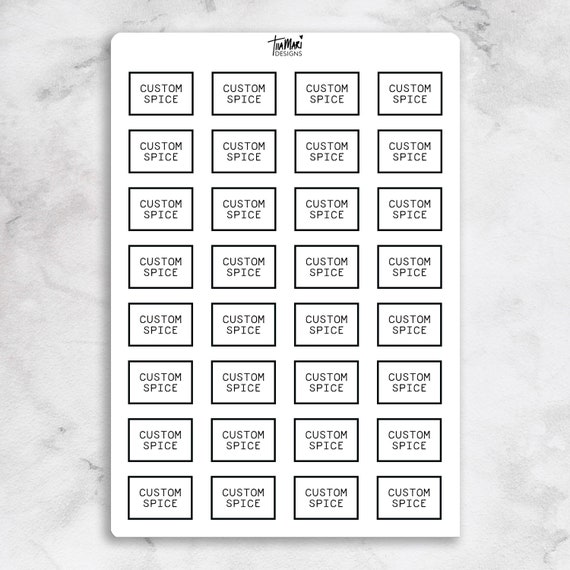 Custom Spice Jar Labels: Minimalist Waterproof Stickers (32 per Sheet)