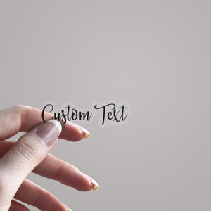 DIE CUT Custom Text or Own Design/Logo Clear BLACK Ink Sticker, Personalised Labels | 2", 3”, 4”, 5”, 6”, 7” or 8"