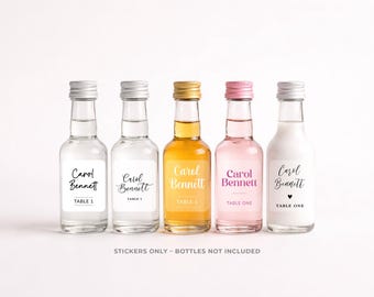 Personalised Wedding Seating Plan Stickers | Shot Bottle Labels, Guest Name Table Plan Favours