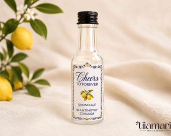 Personalised Wedding Shot Bottle Labels | Cheers To Forever Limoncello Favours