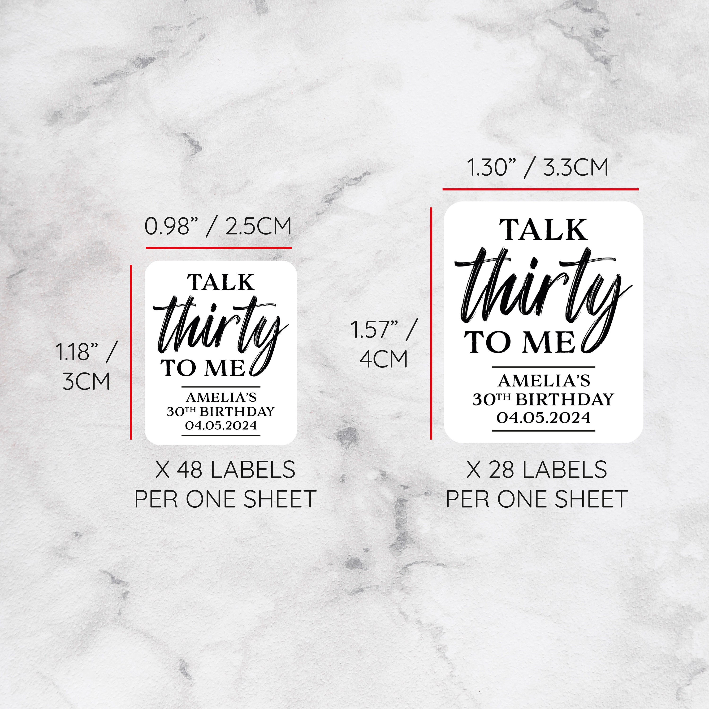 Talk Thirty to Me Stickers for Party Favours Birthday Party Stickers ...