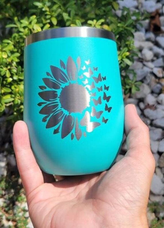 Wine Tumbler Drink Tumbler Turquoise Tumbler Lasered Etsy