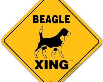 Beagle Xing Sign Aluminum 12" X 12" #20494
