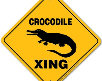 Crocodile Xing Sign Aluminum 12" X 12" #20775