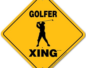 Golfer (Male) Xing Sign Aluminum 12" X 12" #20782