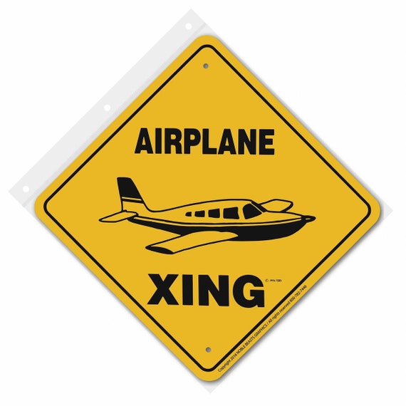 Airplane Xing Sign Aluminum 12