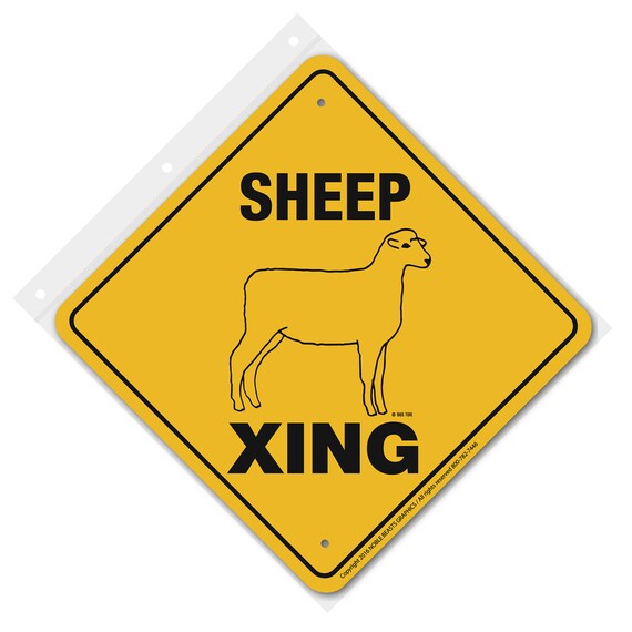 Sheep (generic White Face) Xing Sign Aluminum 12