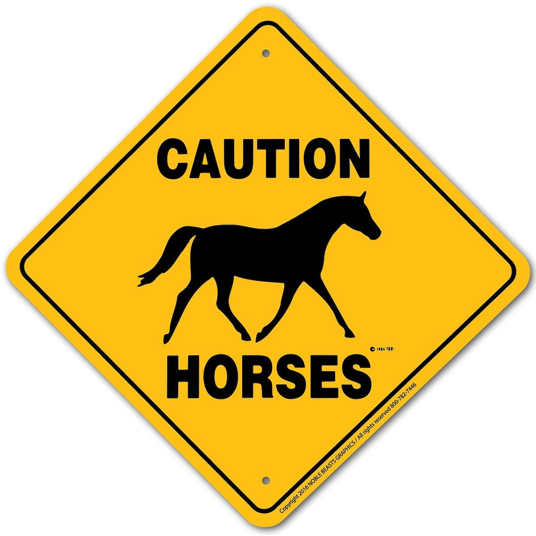 Horses (generic) Caution Xing Sign Aluminum 12