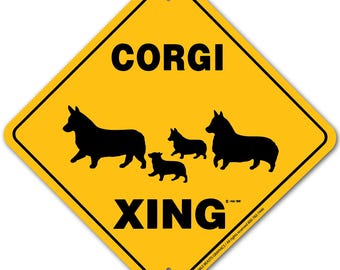 Corgi (Pembroke) Xing Sign Aluminum 12" X 12" #20372