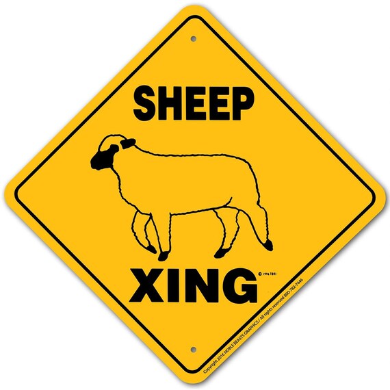 Sheep (generic Black Face) Xing Sign Aluminum 12