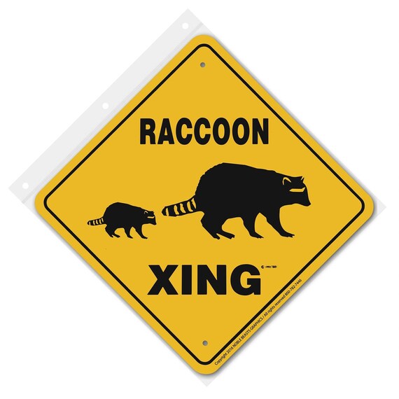 Raccoon Xing Sign Aluminum 12