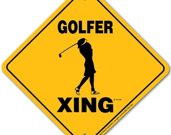 Golfer (Female) Xing Sign Aluminum 12" X 12" #20807