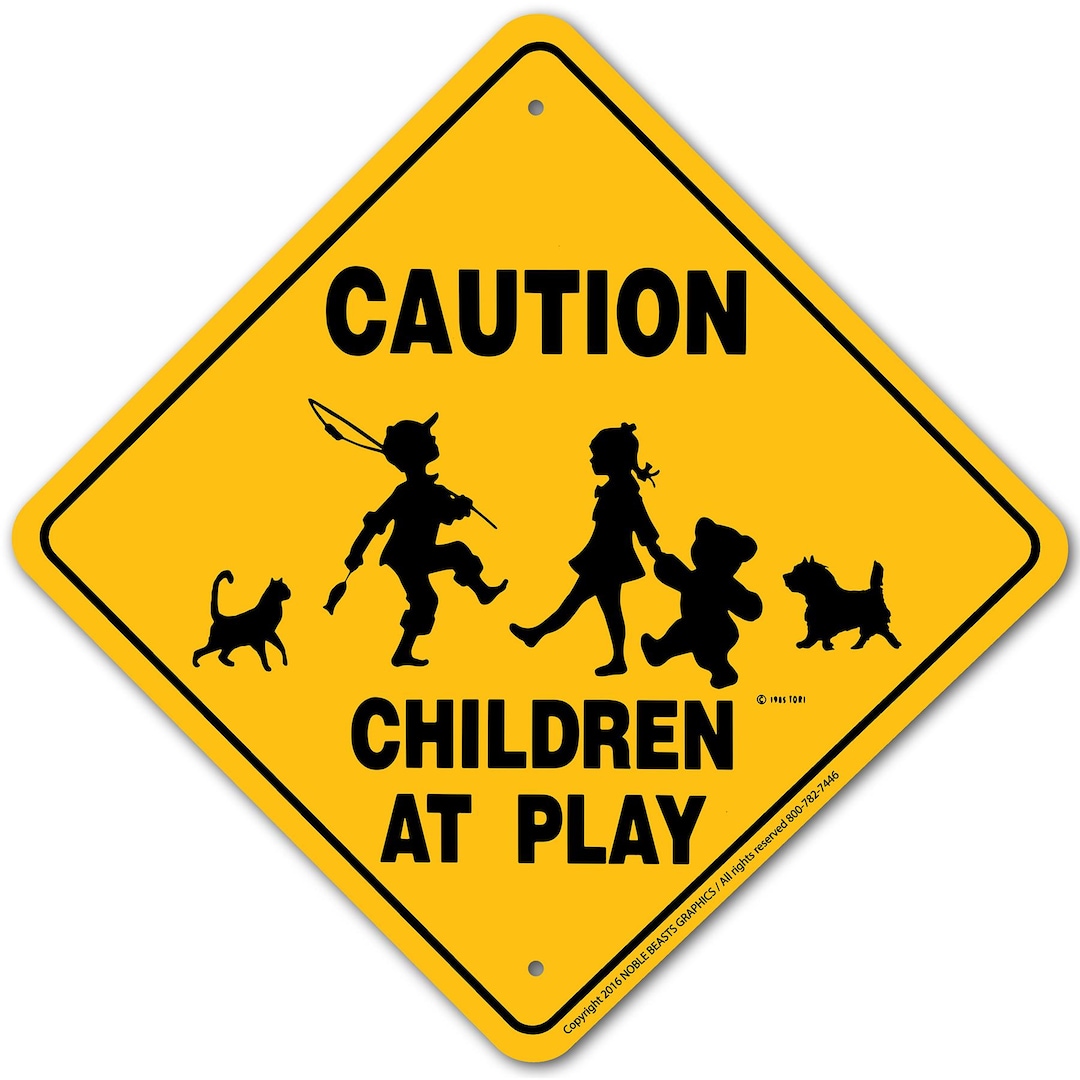 【ヴィンテージ看板】CAUTION CHILDREN PLAYING 標識 Caution Children at Play Sign Aluminum 12