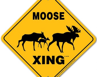 Moose Xing Sign Aluminum 12" X 12" #20366