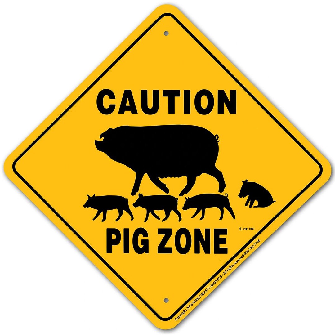 Caution Pig Zone Xing Sign Aluminum 12" X 12" #21378 - Etsy