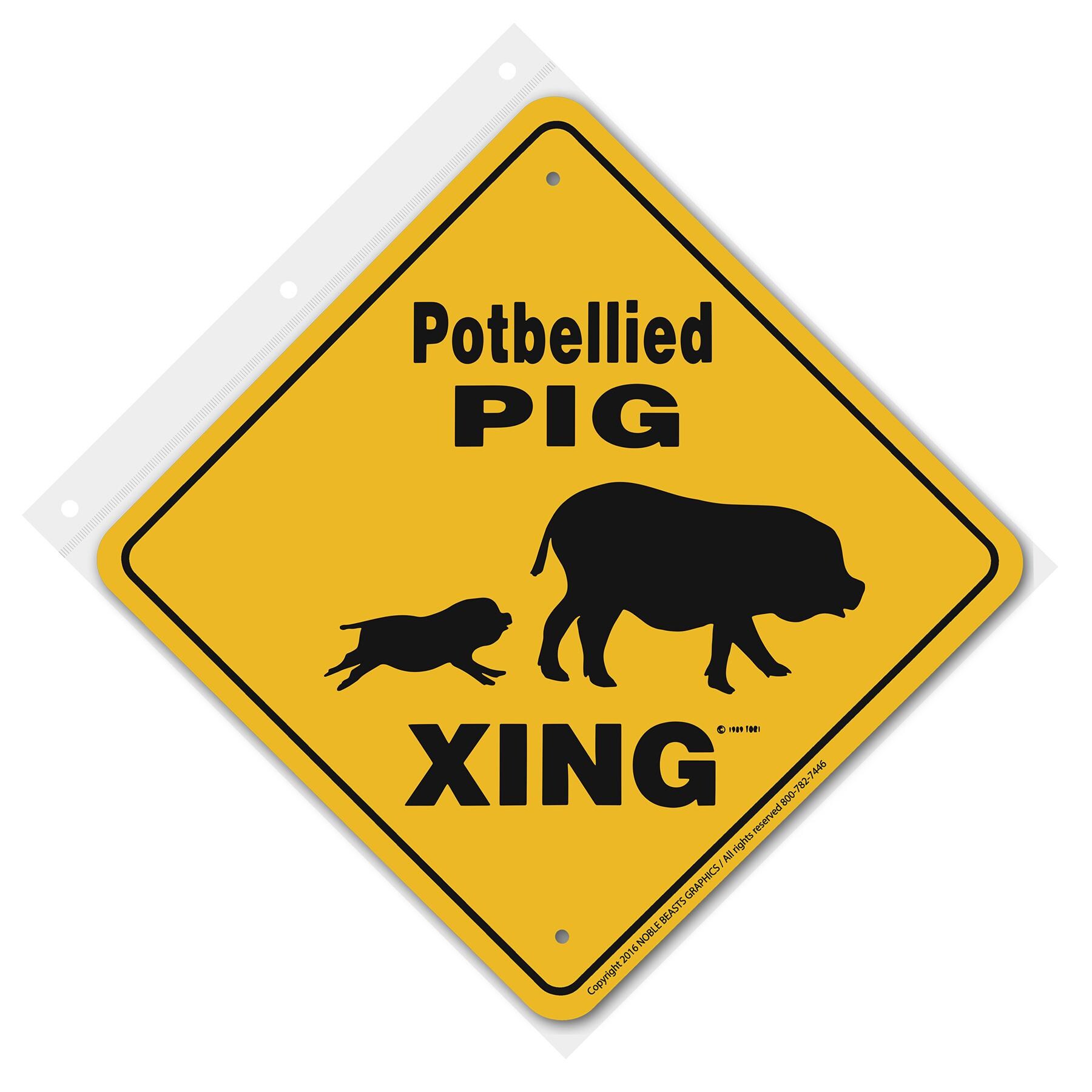 Potbellied Pig Xing Sign Aluminum 12