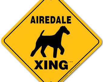 Airedale Xing Sign Aluminum 12" X 12" #20484