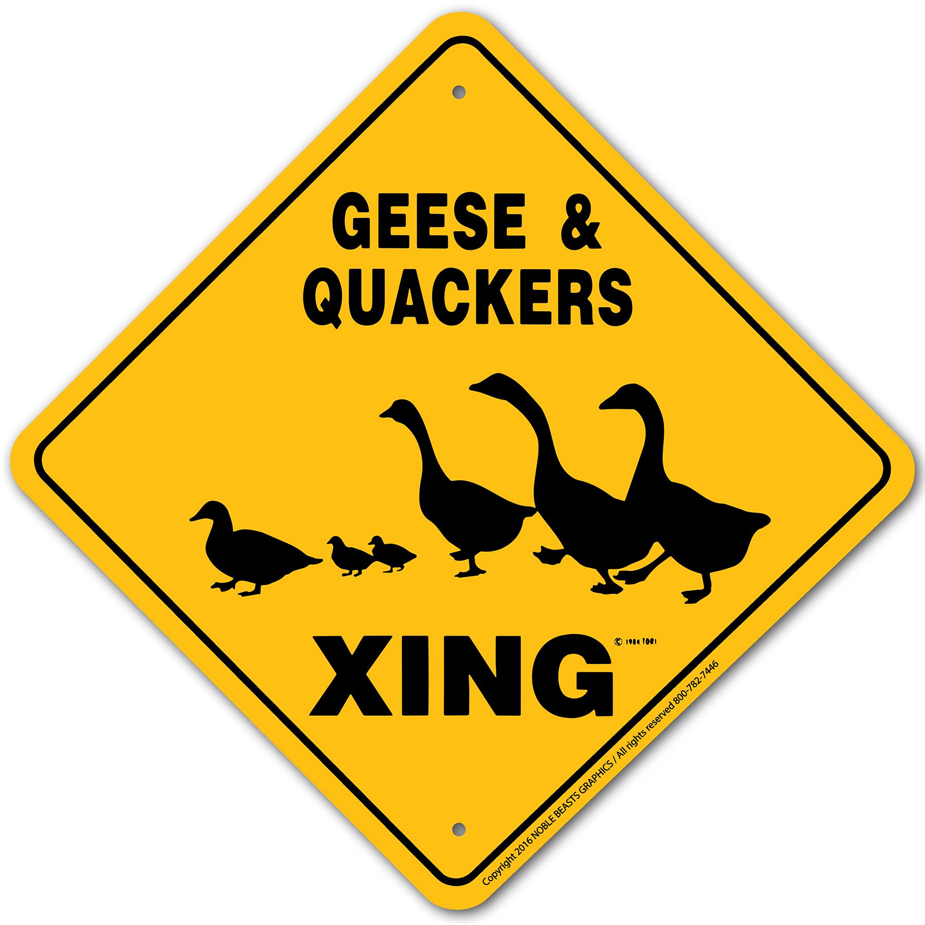 Geese & Quackers Xing Sign Aluminum 12