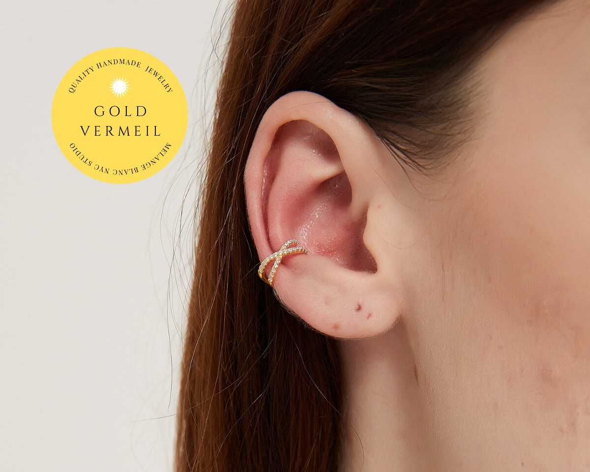 18K gold Plated 925 Sterling Silver Triple Ear Cuff No Piercing – No. 23  Co. Jewellery