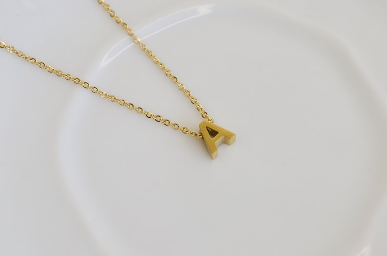 Bridesmaid Gift gold letter necklace Ximen gold plated Tiny Gold Initial Necklace Gold Letter Necklace tiny letter Gold Initial Jewelry