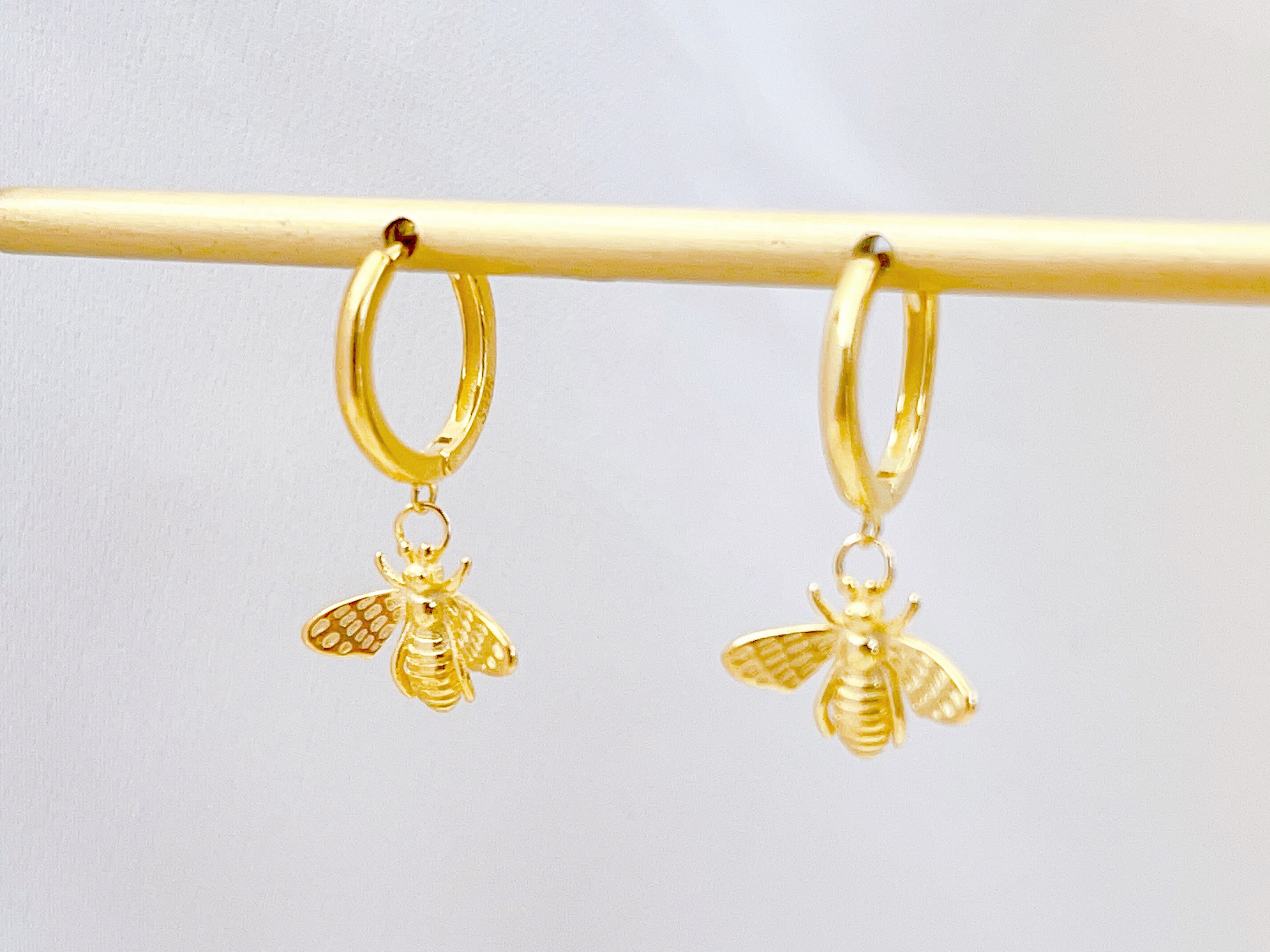 Gold bee hotsell hoop earrings