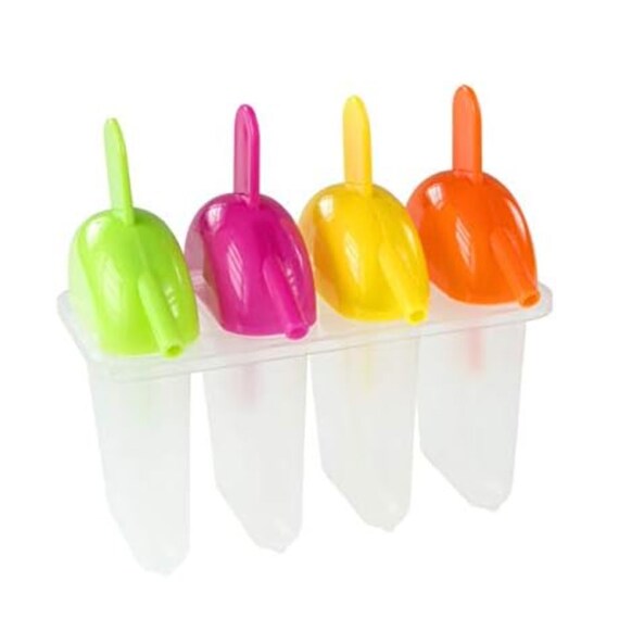 4 Lolly Moulds Ice Lolly Mould Cups With Multicoloured Lids Etsy