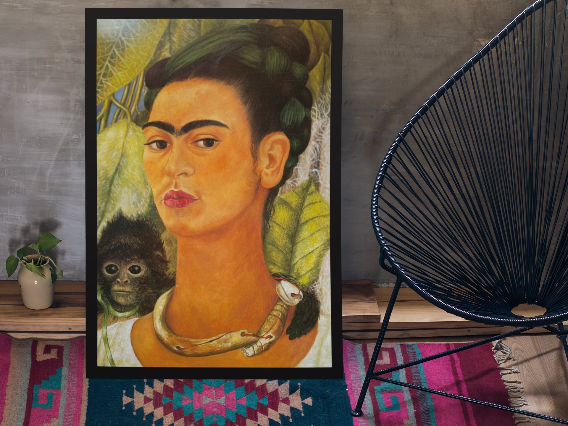 Frida Kahlo Kunst Poster Selbstbildnis mit Affe Vintage Etsy