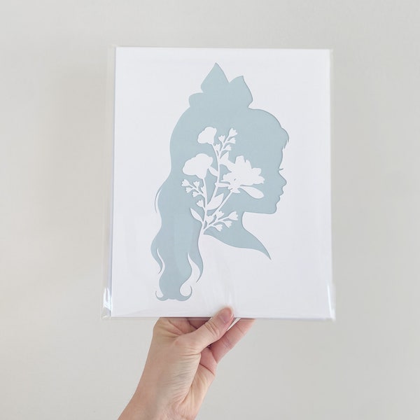 8x10 Custom Floral Paper Cameo Silhouette