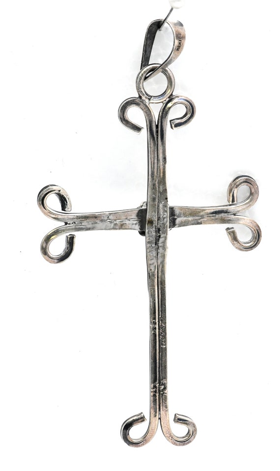 Large Vintage Sterling Silver Ornate Large Cross … - image 5