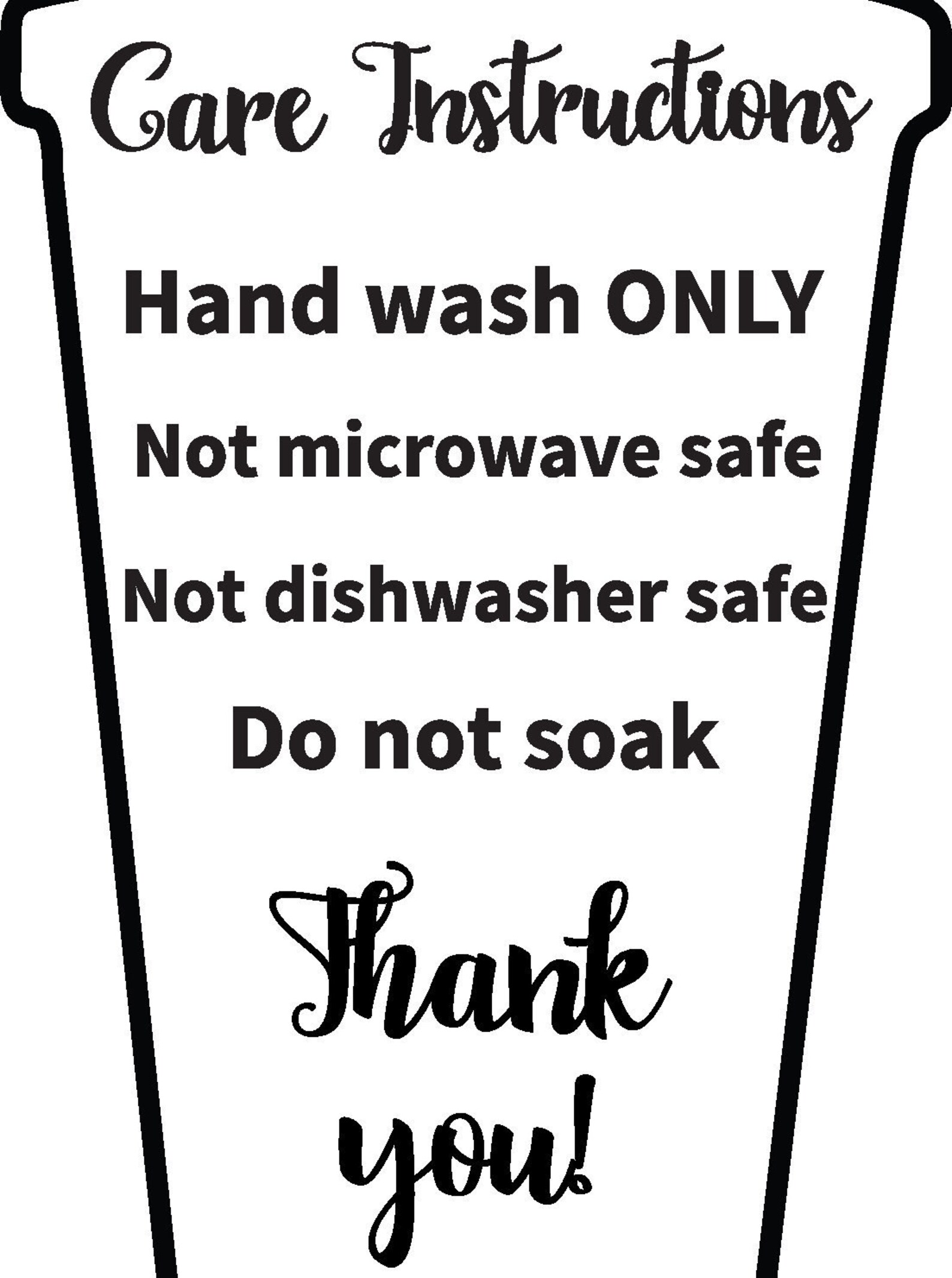 Tumbler with Straw Washing Care Instruction Digital Etsy