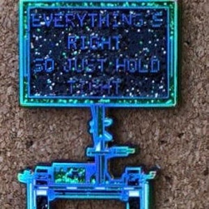 Everything&#39;s Right rainbow metal 1.5 inch LE40 glitter pin