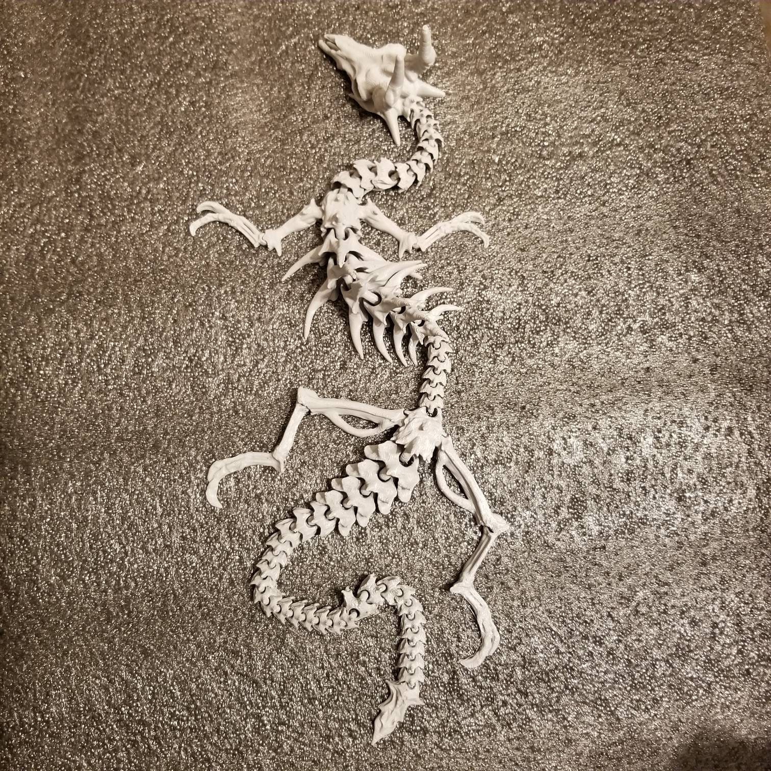 Articulated Dragon White Skeleton 38 Inches Designed by