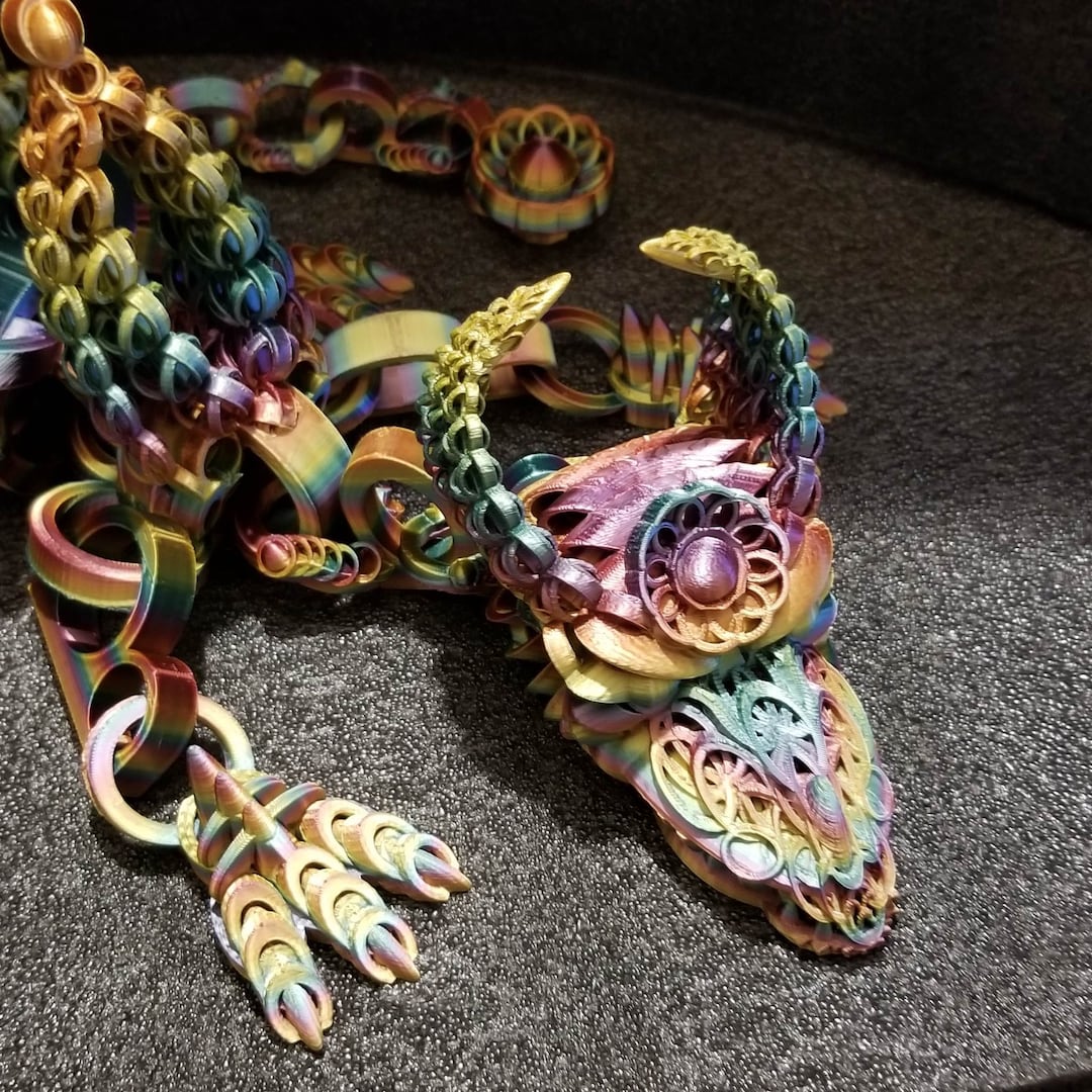 Articulated 3D Printed Dragon Fidget Toy - Flexy Chain Design - Etsy